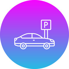 Parking Gradient Circle Line Inverted Icon
