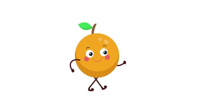 cute fresh orange character walking animation.strut walk