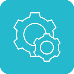 Gear Multicolor Round Corner Line Inverted Icon