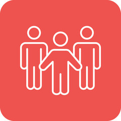 Team Multicolor Round Corner Line Inverted Icon