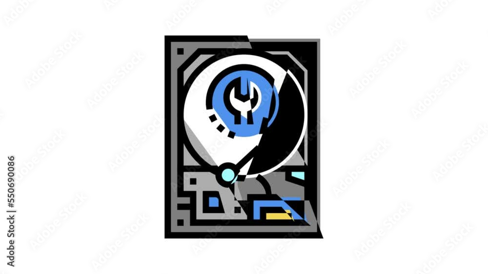 Poster hard drive data recovery color icon animation