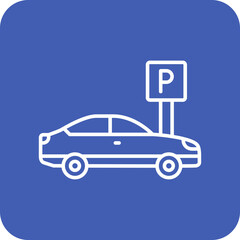 Parking Multicolor Round Corner Line Inverted Icon