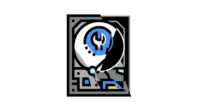 hard drive data recovery color icon animation