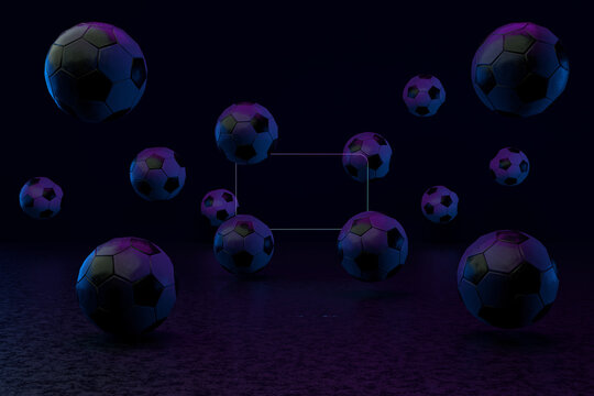 soccer balls composition for score, 3d render