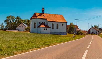 Fototapeta na wymiar Beautiful church at Aichstetten, Ravensburg, Baden Wurttemberg, Germany