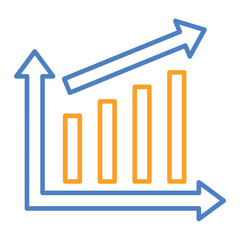 Bar Chart Blue And Orange Line Icon