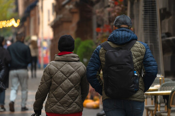 Fototapeta premium couple walking around the city