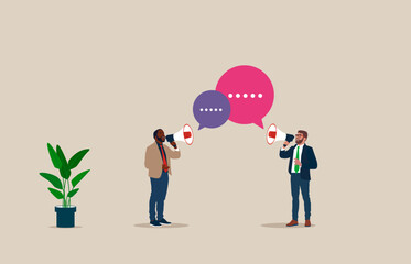 Communication gap. Corporate culture.  Flat modern vector illustration