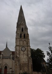 Fototapeta na wymiar Spire of the abbey in Auxerre, France 