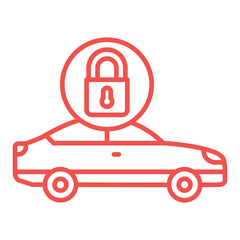 Locked Car Multicolor Line Icon