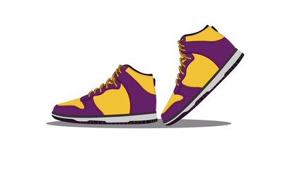 Sneaker shoe . Concept. Flat design. Vector illustration. Sneakers in flat style. Sneakers side view. Fashion sneakers.