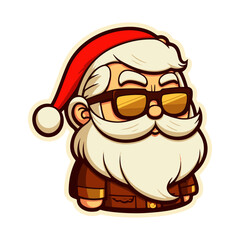 Cool Santa Claus Wearing Sunglasses, Kawaii Cute Christmas Character, Vector Art, Isolated