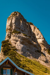 Beautiful alpine summer view at the famous Staubern mountains, Fruemsen, Sennwald, Saint Gallen, Appenzell, Switzerland