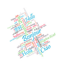 Hello international word cloud text