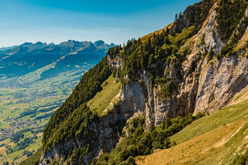 Beautiful alpine summer view at the famous Staubern mountains, Fruemsen, Sennwald, Saint Gallen, Appenzell, Switzerland