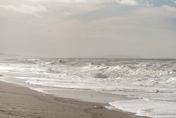 Sandstrand in Bibbona di mare in der Toskana in Italien im Herbst
