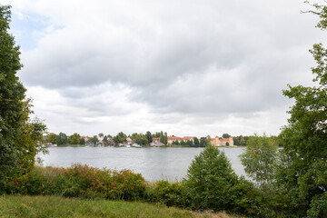 Fototapeta na wymiar View over lake to Rheinsberg castle, Germany