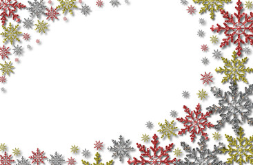 beautiful illustration of multicolored snowflakes on a transparent background