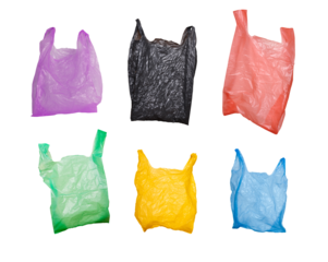 collection of various plastic bags isolated
