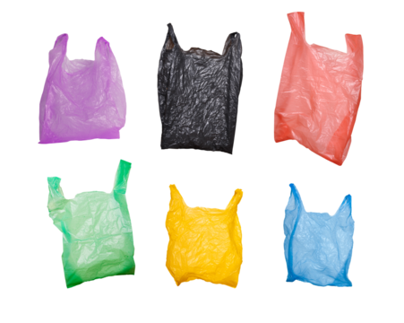 collection of various plastic bags isolated