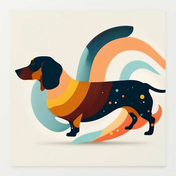 Abstract Dachshund Puppy Dog Artwork | Midjourney Generative Ai 