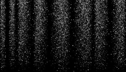 Silver glitter confetti on a black background. Gray gradient particles scattered, sand. Decorative element. Luxury background for your design, postcards, invitations, vector