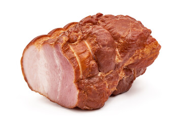 Smoked Pork Loin, isolated on white background.