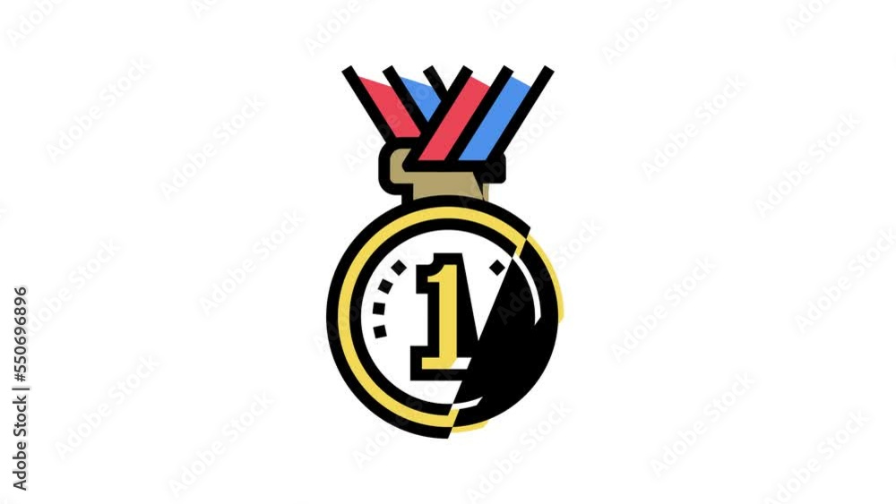 Sticker first place medal color icon animation