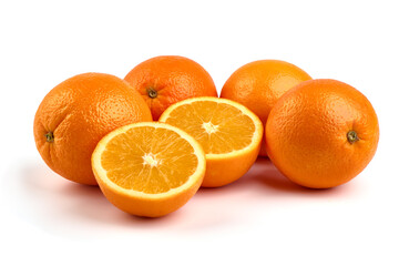 Orange with slice, isolated on white background.