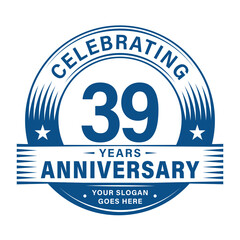 39 years anniversary celebration design template. 39th logo. Vector and illustrations.

