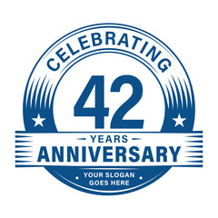 42 years anniversary celebration design template. 42nd logo. Vector and illustrations.
