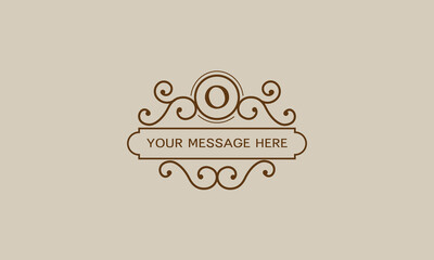 Monogram for postcards, invitations with the initial letter O. Graphic design of pages, boutiques, cafes, hotels, invitations.