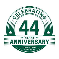 44 years anniversary celebration design template. 44th logo. Vector and illustrations.
