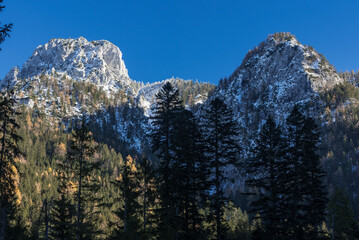 H&ouml;rndlwand und Gurwandkopf vom R&ouml;thelmoos aus gesehen im Winter mit Sonne