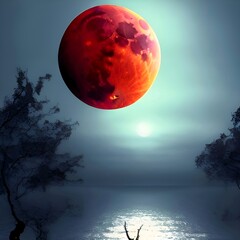 Picture of.a blood moon at night