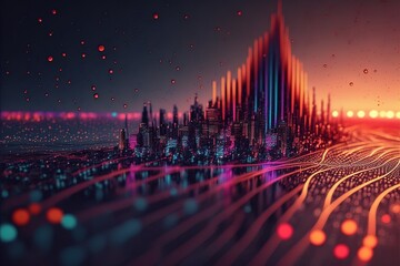 Fototapeta premium Illustration about futuristic city. Made by AI.