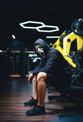 Obraz na płótnie Canvas Horror dark gym workout. cary training in gym.