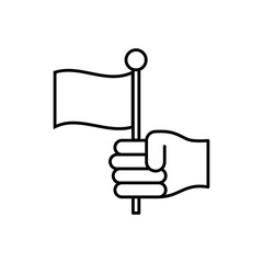 hand holding flag outline style icon
