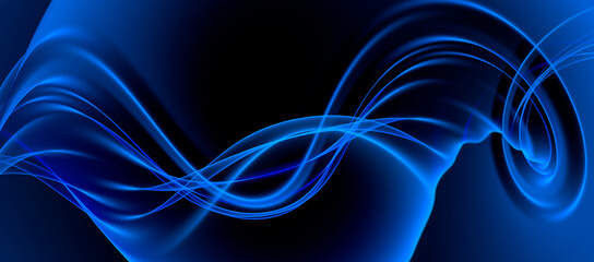 Abstract blue transparent wave background - 3D illustration