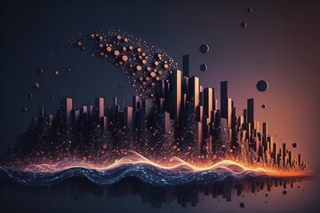 Illustration about futuristic city. Made by AI.