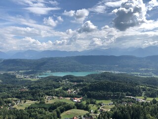 Fototapeta na wymiar Beautiful view. Austria. Summer landscape lake and mountains.Alps. Carinthia