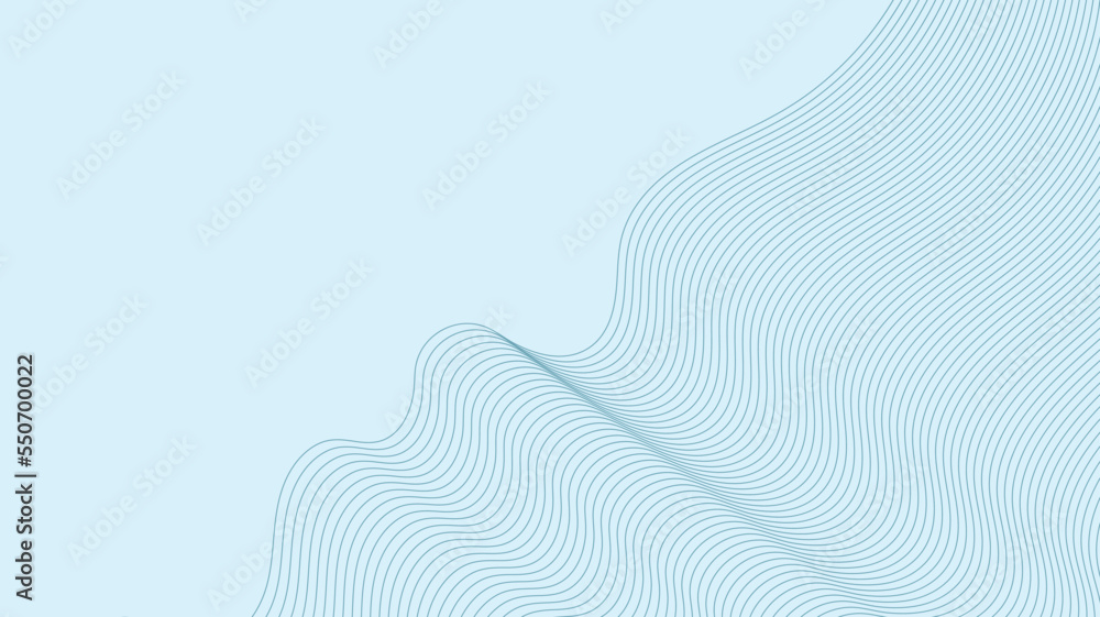 Poster abstract blue wave background. blue minimal round lines abstract background. thin line wavy abstract