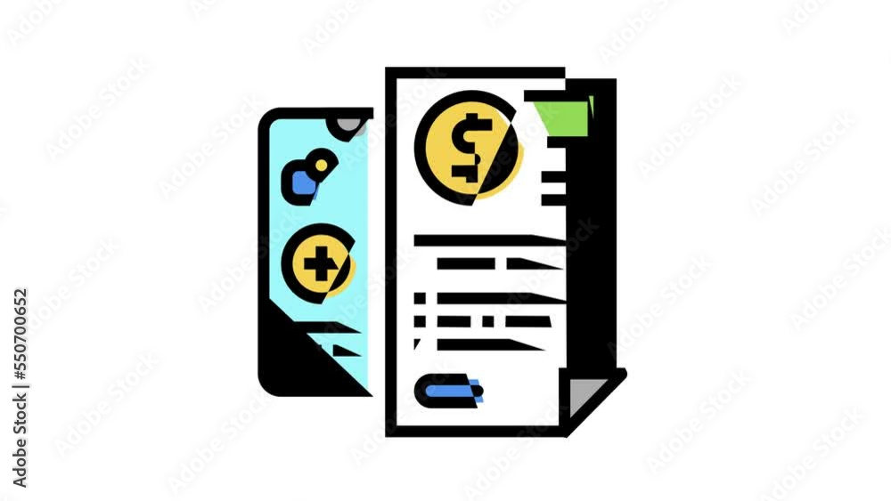 Poster insurtech documentation color icon animation