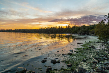 sunset on the river