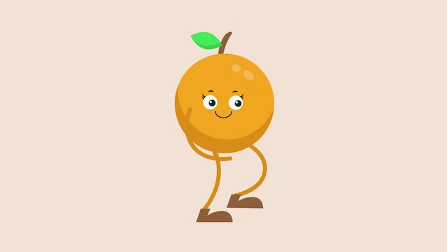 cute fresh orange character walking animation.double bounce walk