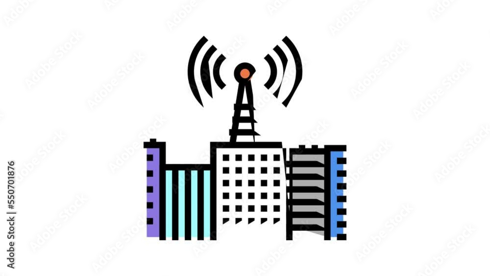 Poster analog transmitter color icon animation