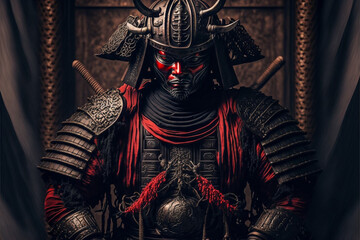 Fototapeta na wymiar ancient samurai preparing for combat