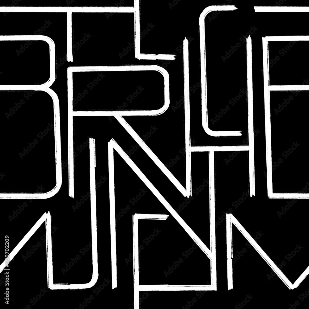 Fototapete seamless pattern with hand drawn letters. black and white alphabet written with a brush. handwritten