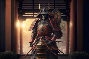 ancient samurai preparing for combat - obrazy, fototapety, plakaty