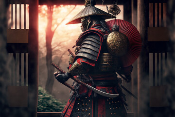 ancient samurai preparing for combat